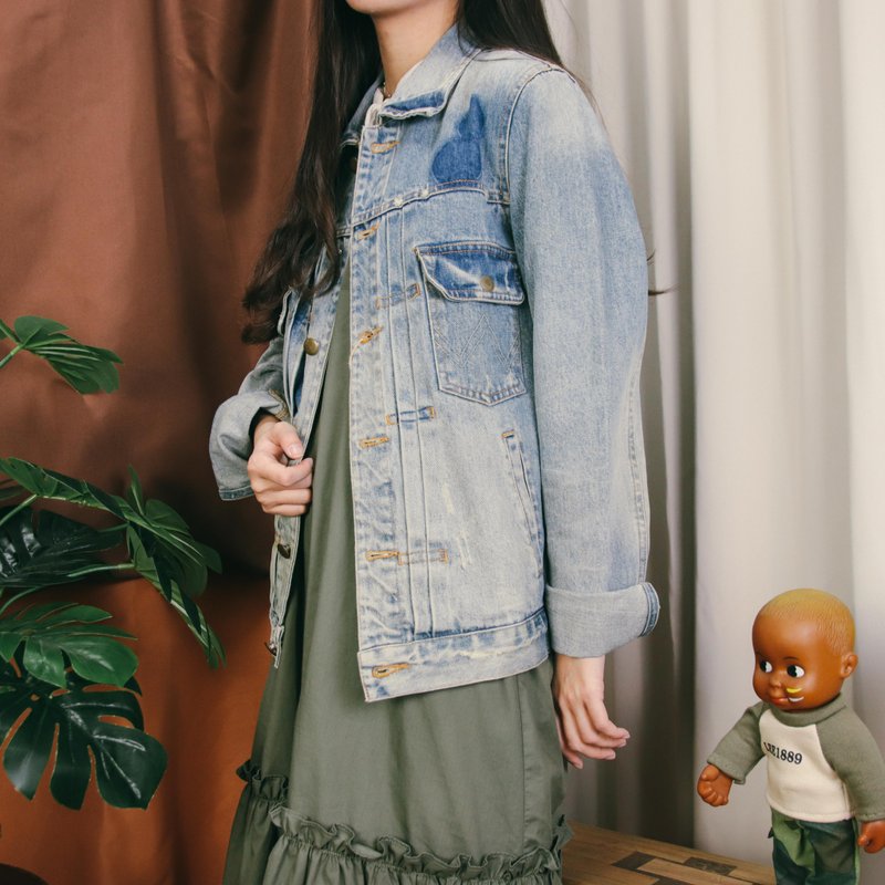 古着牛仔外套005,蓝色 denim 夹克【Tsubasa.Y 古着屋】 - 女装休闲/机能外套 - 棉．麻 蓝色