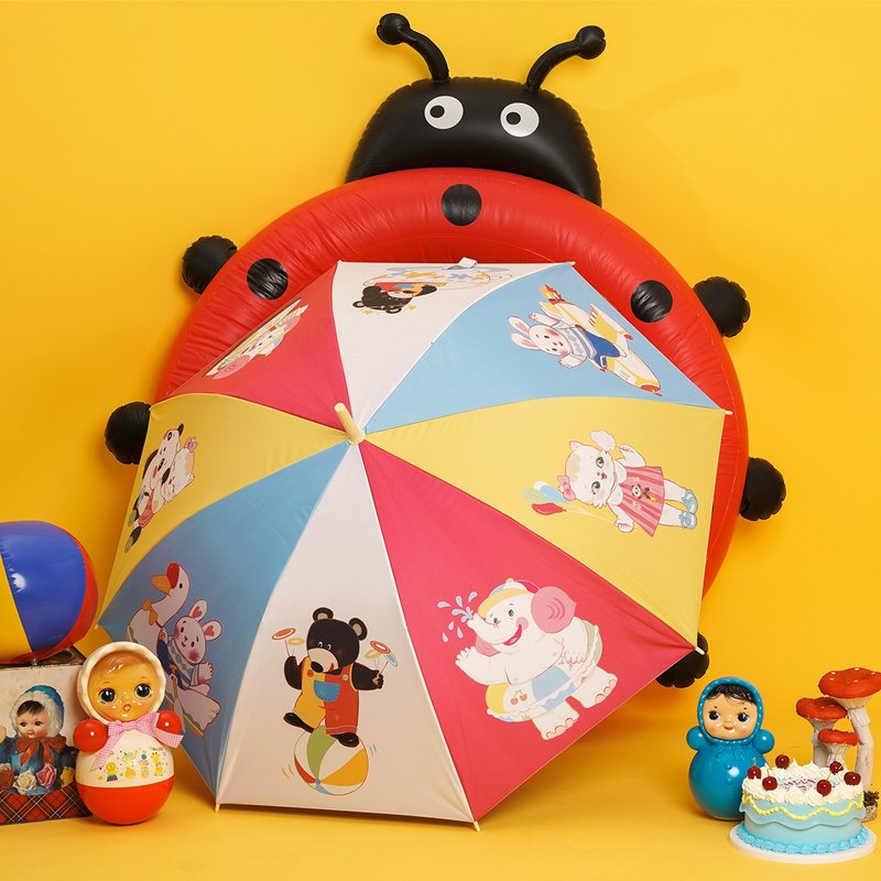 游乐场 80s复古昭和 长柄晴雨伞 黑胶碰击8骨 - 雨伞/雨衣 - 其他材质 多色