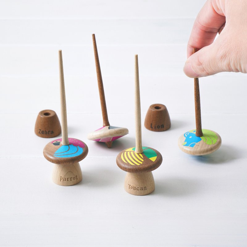 【斑马/狮子/大嘴鸟/鹦鹉】木陀螺 玩具高脚陀螺 | Wooderfullife - 桌游/玩具 - 木头 多色