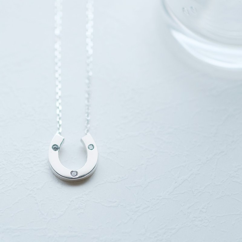 马蹄 双吊坠 项链 925纯银 - 项链 - 其他金属 银色