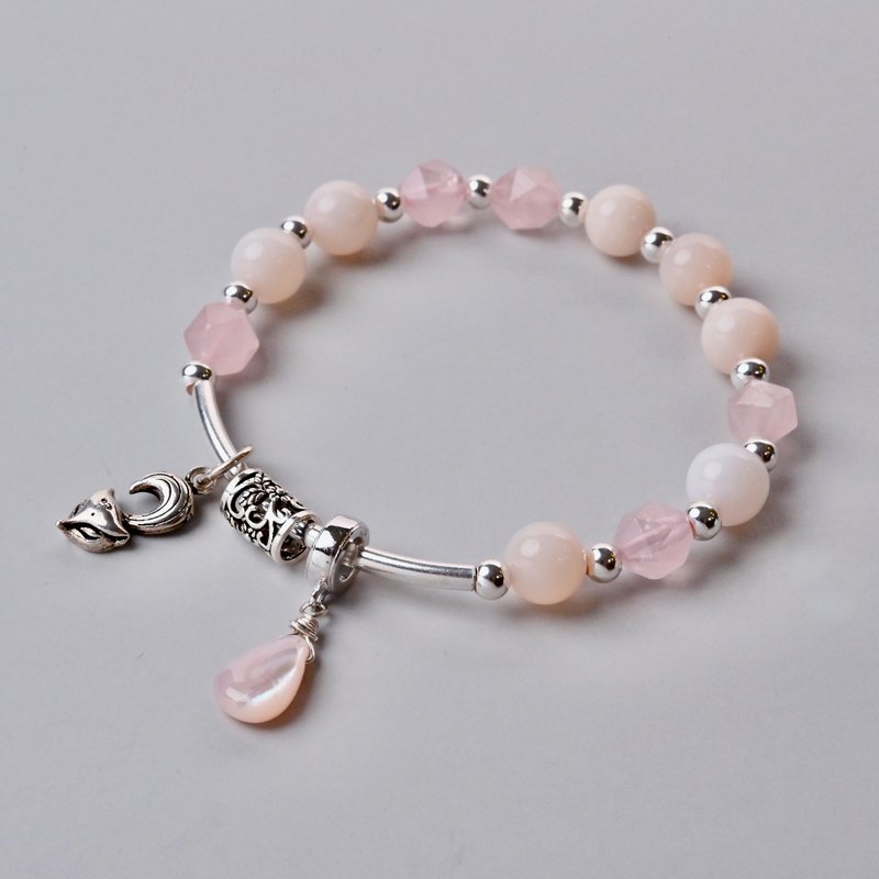 开运系列--璀璨桃花款 | 粉蛋白石*粉晶*粉贝 - 手链/手环 - 宝石 粉红色