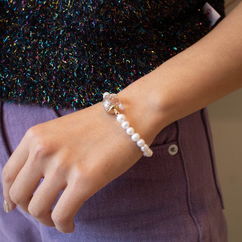 Glam Snowball Pearl Bracelet - 手链/手环 - 玻璃 白色