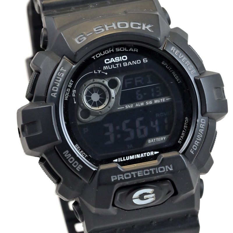 卡西欧 G-SHOCK GW-8900A-1JF 男表 坚固太阳能多波段 6黑模块编号 3268 太阳能电波手表 - 男表/中性表 - 乳胶 黑色