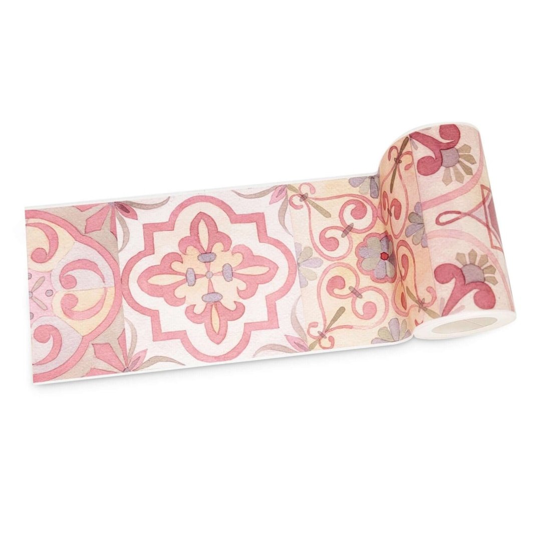 Tile Pattern Washi Tape (Majolica Mediterranean Pastel Tiles - 纸胶带 - 纸 粉红色
