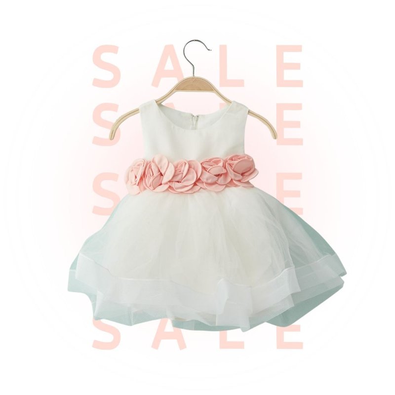 HAO.HAO kids 粉玫瑰网纱裙 - 童装礼服/连衣裙 - 其他材质 白色
