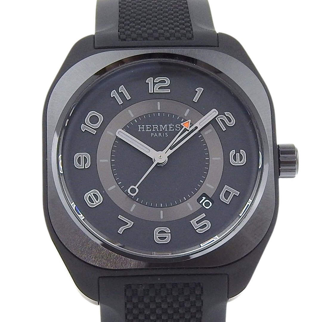 【日本直送】爱马仕 HERMES H08 日期显示 手表 cal.H1837 SP1.745 钛金属 x 橡胶 自动上链 指针式显示 黑色表盘【二手】 - 女表 - 其他金属 黑色