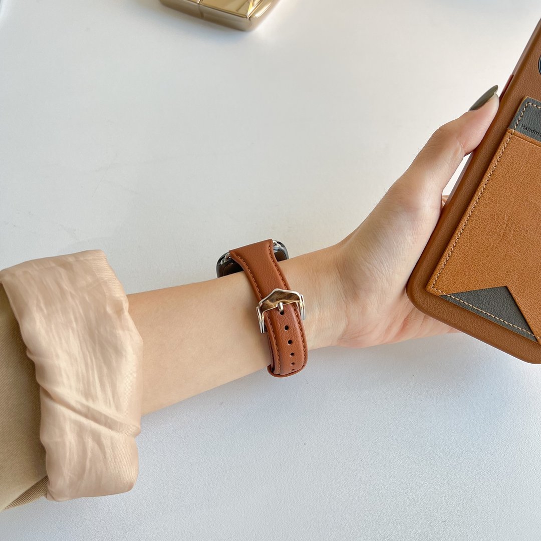 Apple Watch 质感细款牛皮真皮表带 (加厚款) 焦糖色 - 表带 - 真皮 咖啡色