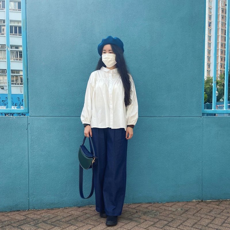 自家制双面娃娃衫 - 女装上衣 - 棉．麻 白色
