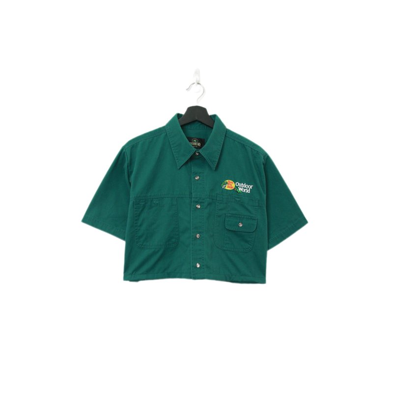 Back to Green-再制短板刺绣衬衫 美式图标 wt-29//vintage shirt - 女装衬衫 - 棉．麻 