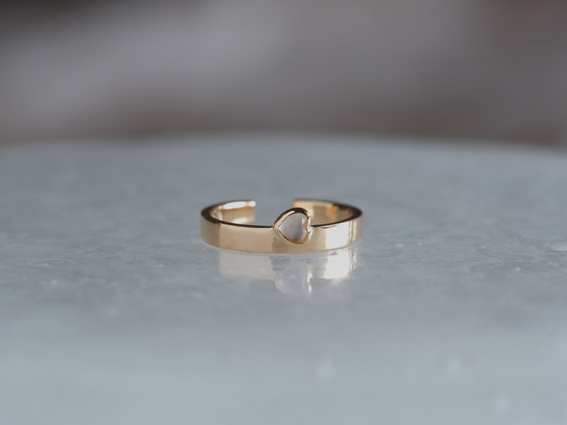 小爱心 尾戒 天然月光石 镀金款 - 戒指 - 宝石 金色