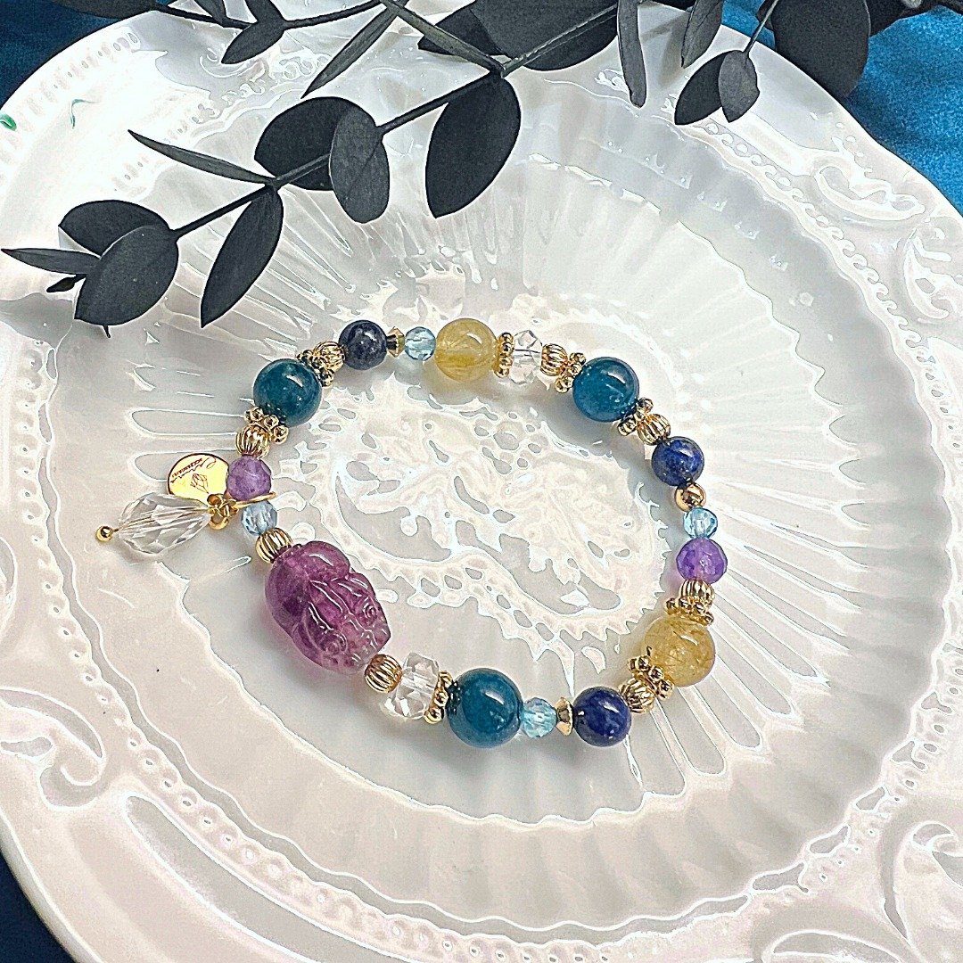 carina accessories 开运 水晶 手链 貔貅 定制化 生命灵数 饰品 - 手链/手环 - 水晶 紫色