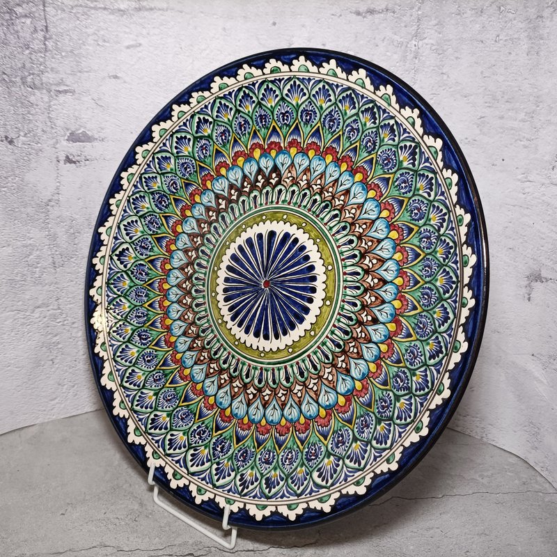 陶瓷大板直径41.5厘米手工托盘明亮的图案 - 盘子/餐盘/盘架 - 粘土 