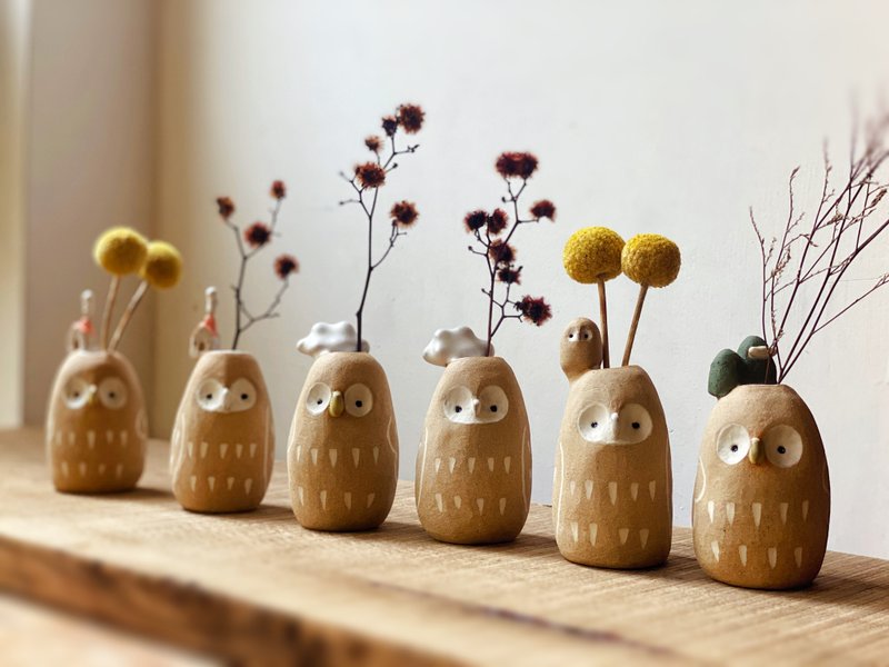 猫头鹰的心思 小花器 - 摆饰 - 陶 金色