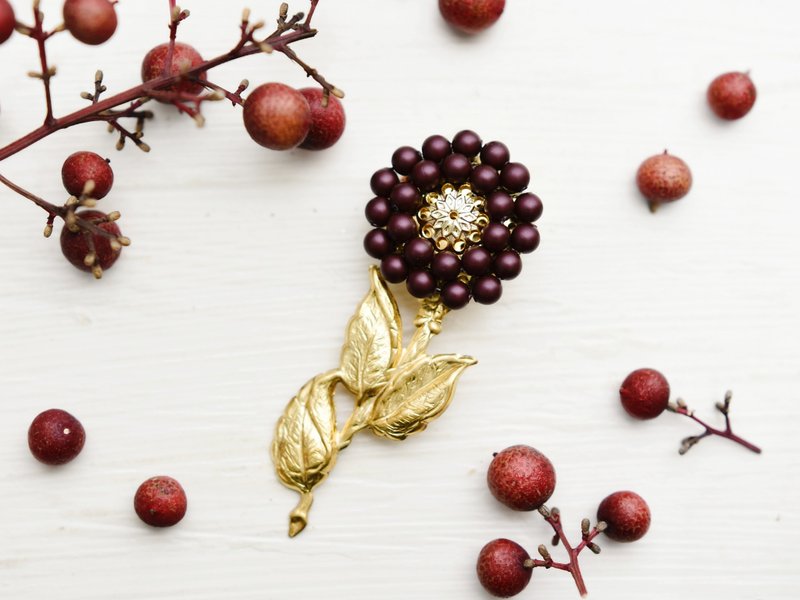 【胸针】仿古复古单花雾紫 - 胸针 - 铜/黄铜 紫色