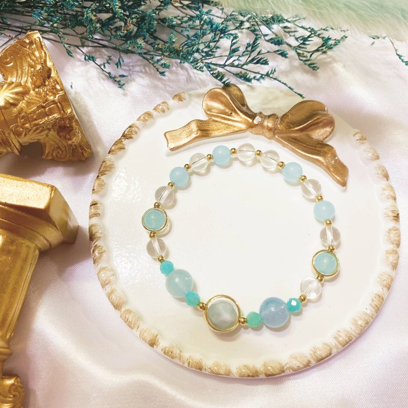 蓝韵天使 海蓝宝 天河石 白水晶 蓝玉髓 定制化手链 水晶手链 - 手链/手环 - 水晶 蓝色