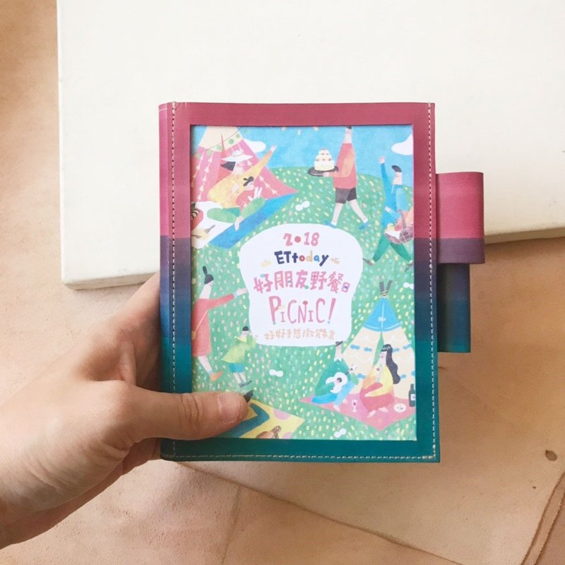 真皮书套_无印良品A6尺寸_明信片版_胭脂粉渐层里昂蓝 - 笔记本/手帐 - 真皮 粉红色