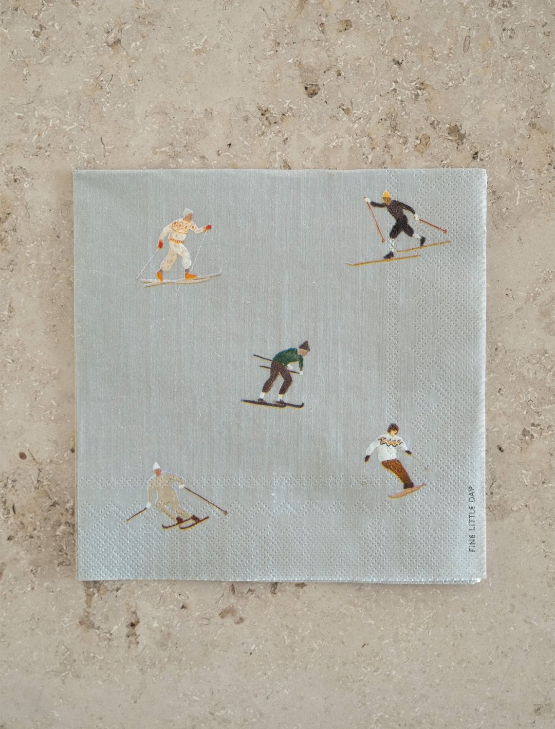 北欧设计师款 - 印花餐巾纸 PAPER NAPKINS SKIERS - 餐垫/桌巾 - 纸 灰色