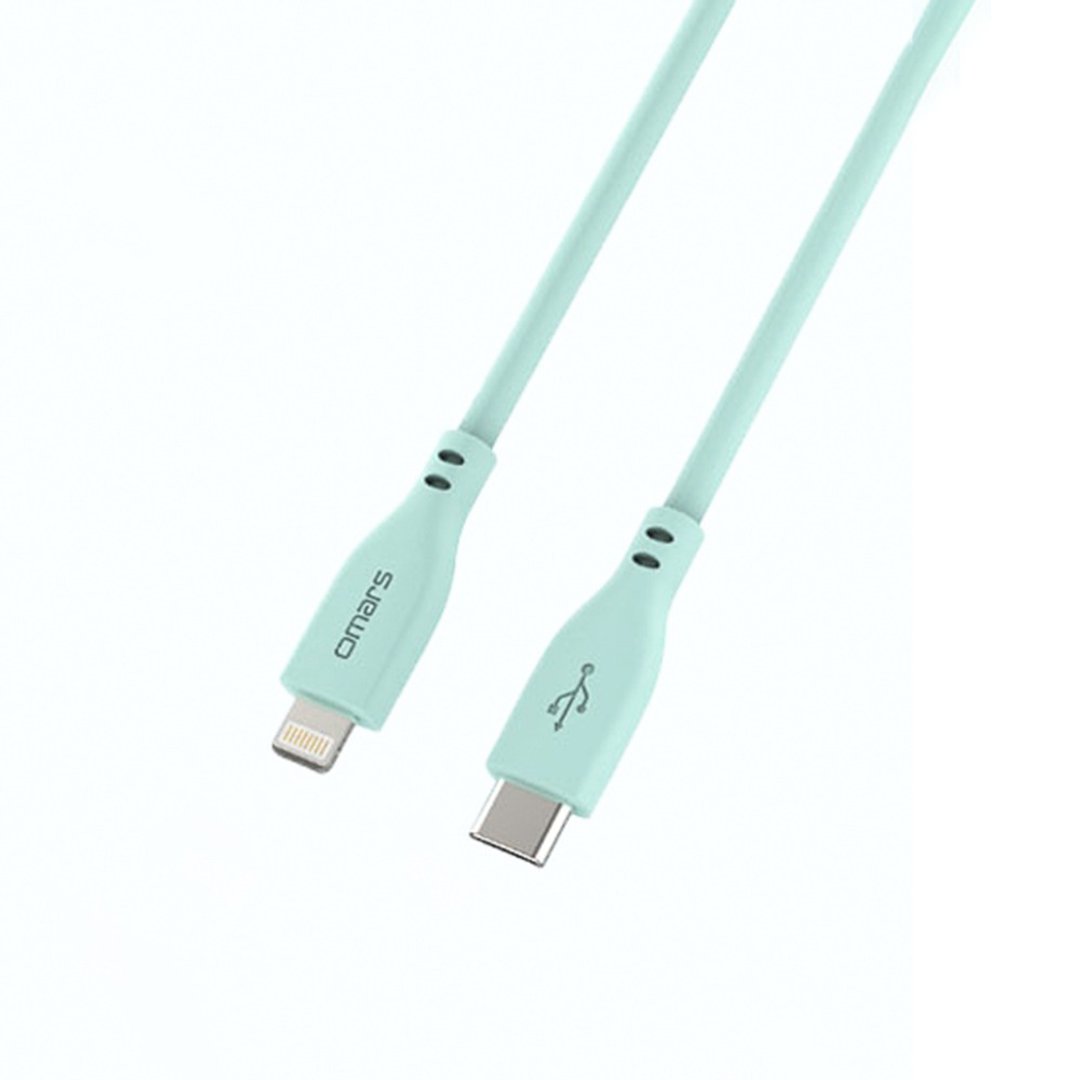 omars炫彩快速传输充电线 PD20W Type-C to Lightning-1M:湖水绿 - 充电宝/传输线 - 硅胶 绿色