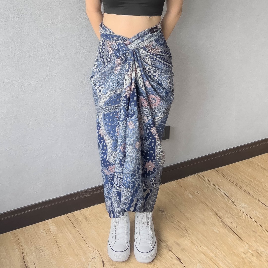 SADEVA 休闲度假风娘惹衫裙 - Indigo Blue 棕蓝 - SAD010 - 裙子 - 棉 蓝色