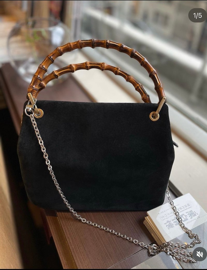 Gucci中古竹节绒袋 - 侧背包/斜挎包 - 真皮 黑色
