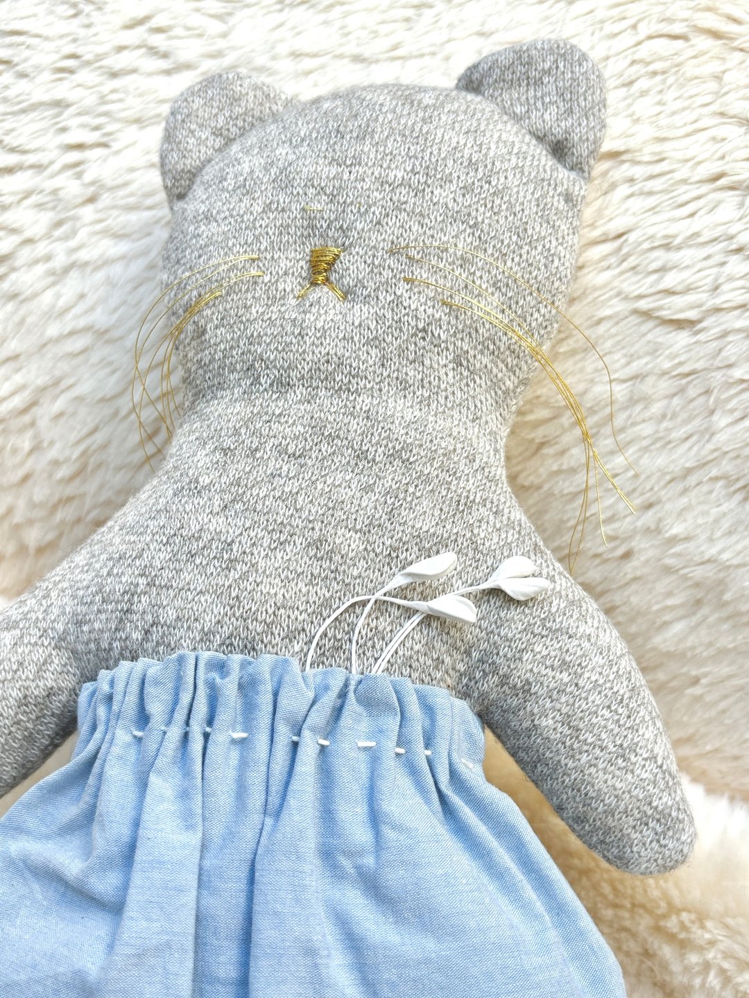 猫咪玩偶 【蓝色裙子】 - 玩偶/公仔 - 棉 灰色