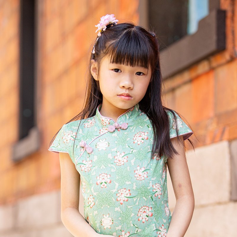 儿童旗袍 古风 四季款 绿漾柔情 - 旗袍 - 棉．麻 多色
