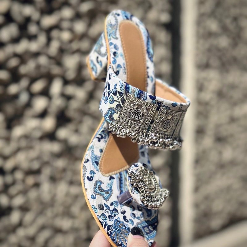 印度手工-夏日清浪 - 男女凉鞋 - 真皮 白色