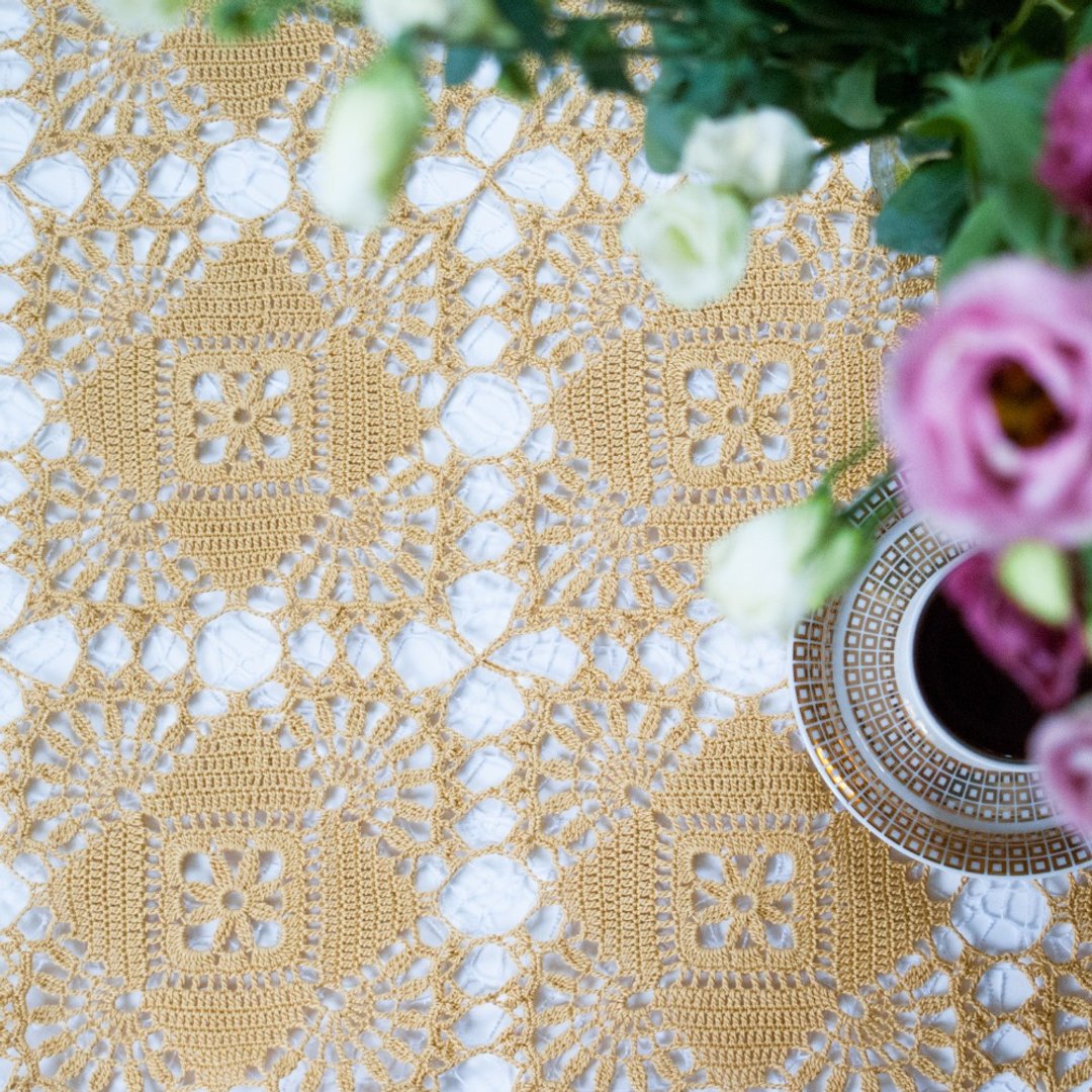 手工鉤針編織桌巾 | 桌巾 桌旗 | 生日禮物 手工編織 | 純棉桌巾 Rectangle placemat Dining decor Table runner - 餐垫/桌巾 - 棉 多色