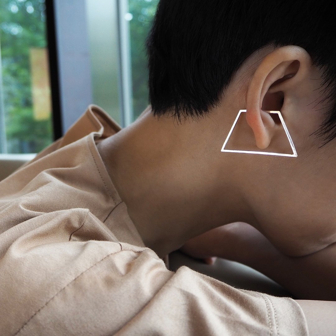 trapezoid earring_梯形耳骨环 没耳洞 耳环 耳夹 订制 earcuff - 耳环/耳夹 - 银 银色