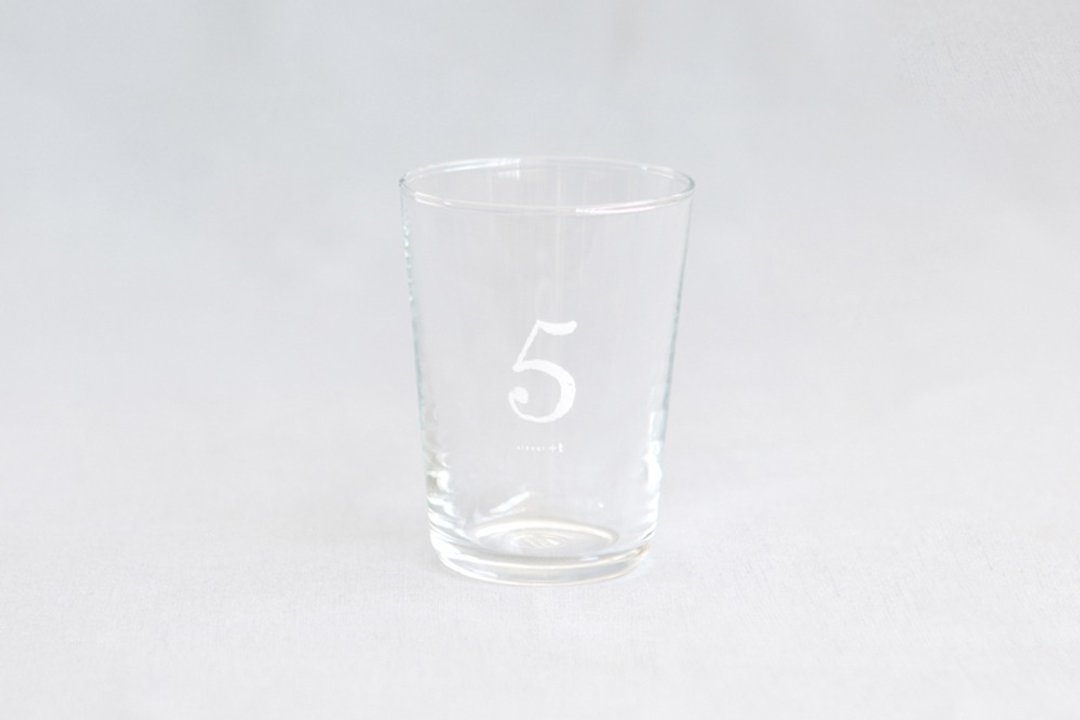 【+t企划】数字杯-白 5 - 玻璃杯 - 玻璃 透明