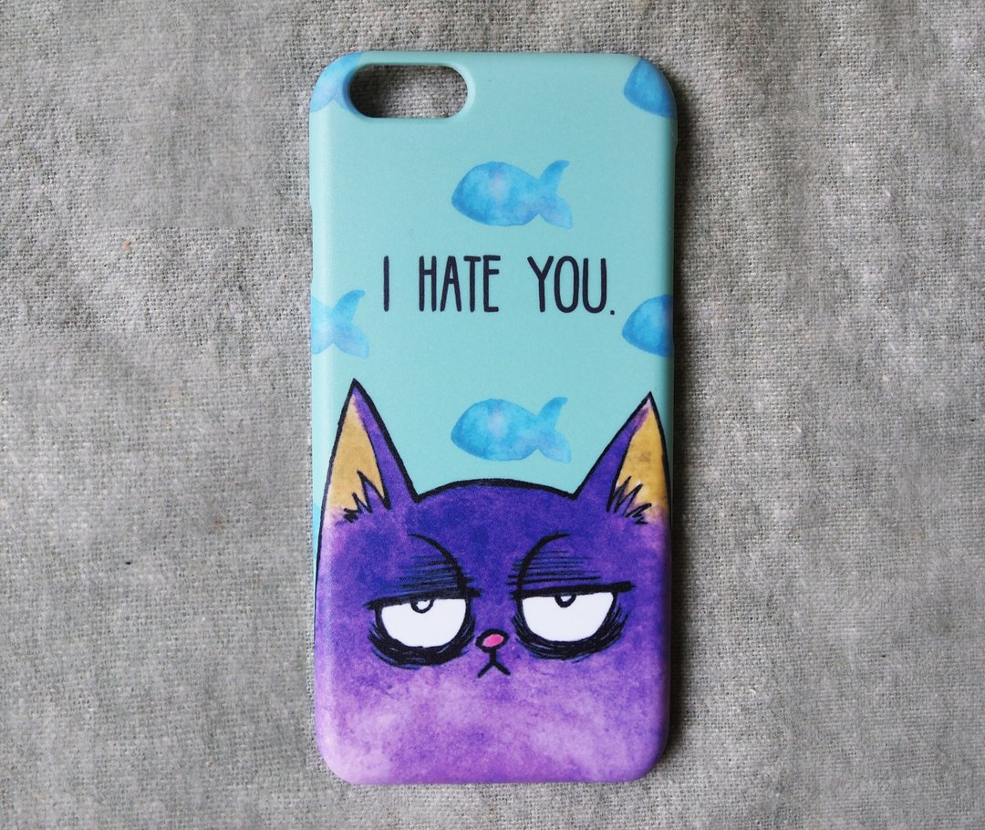 'I Hate You' iphone Casing - 手机壳/手机套 - 塑料 蓝色