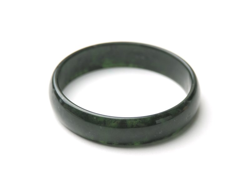 墨林 | 台湾墨玉 / 细版薄正圈 / 手围19.5 | 天然A货手镯 - 手链/手环 - 玉石 黑色