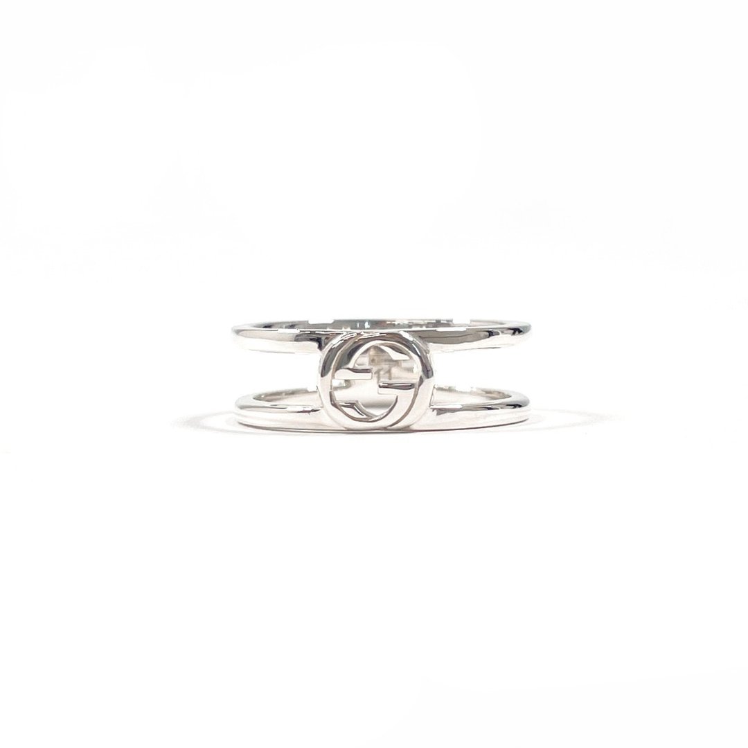 【日本直购 中古美品】10 号 Gucci 古驰 GUCCI 戒指 Interlocking G Slim Open Band 标示尺寸 11 银 925 - 戒指 - 纯银 银色