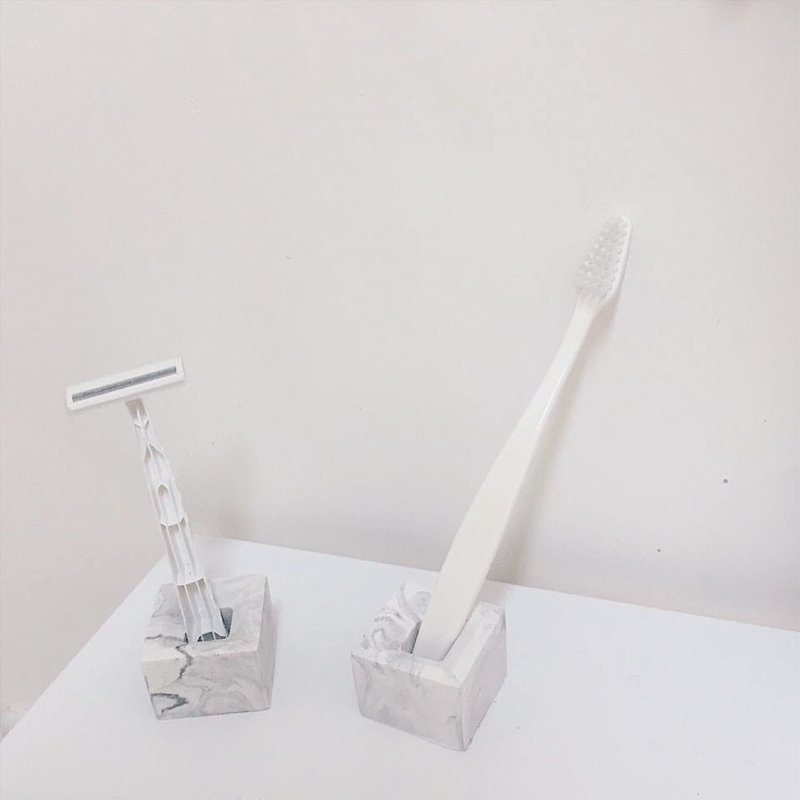 小方块 | 两入牙刷架 - 卫浴用品 - 水泥 白色