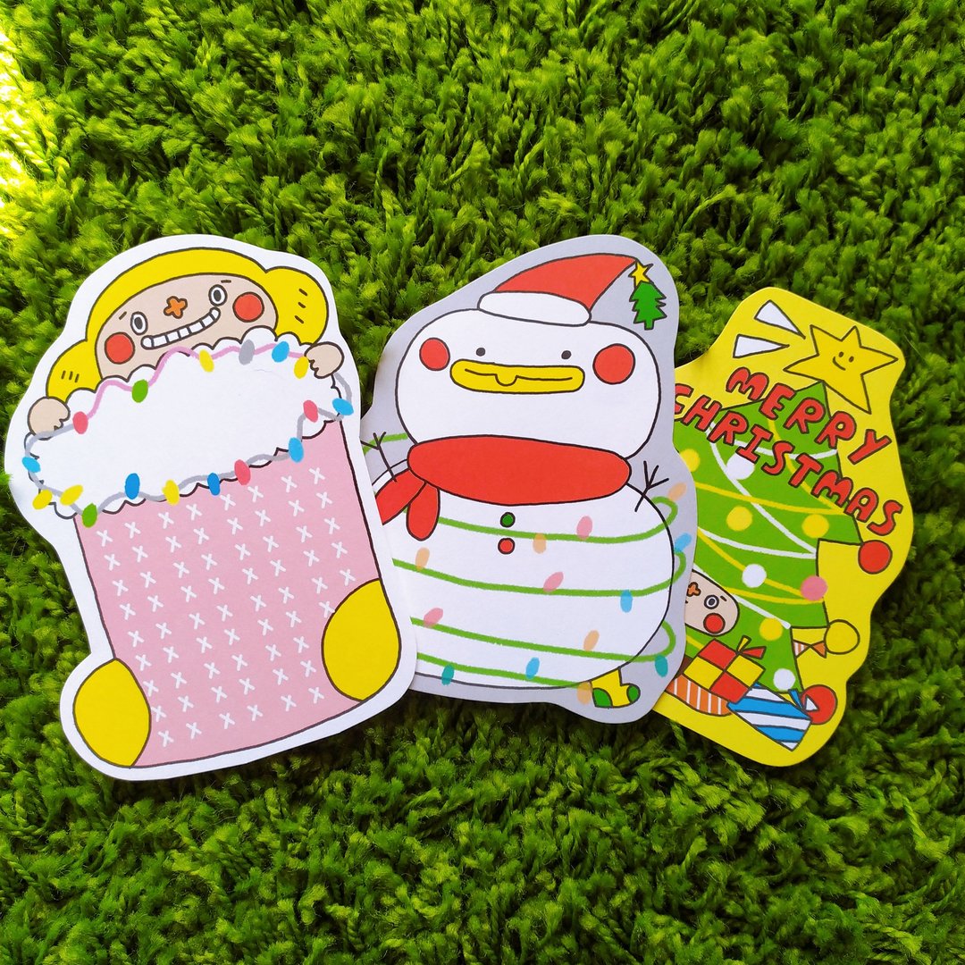 花大鼻圣诞造型明信片(3组入) - 卡片/明信片 - 纸 绿色