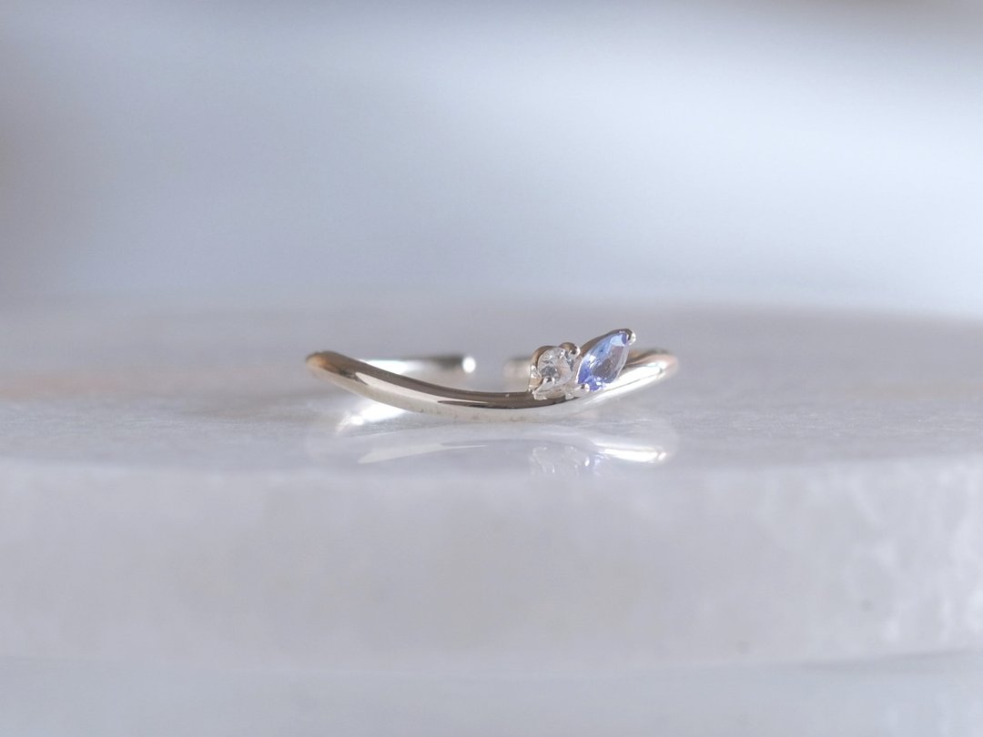 Vindur ring tanzanite white topaz silver - 戒指 - 宝石 蓝色