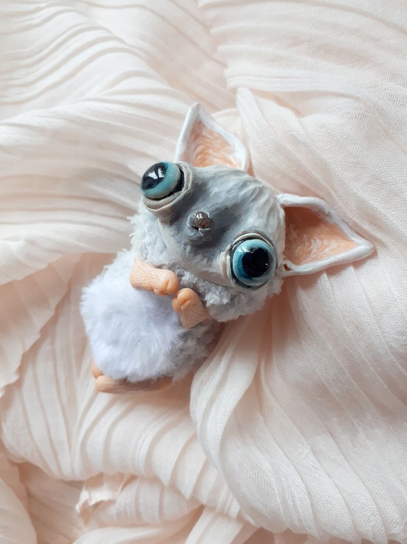 Siamese Cat Teddy Plush Stuffed Animal Collection Figurine - 玩偶/公仔 - 其他材质 白色