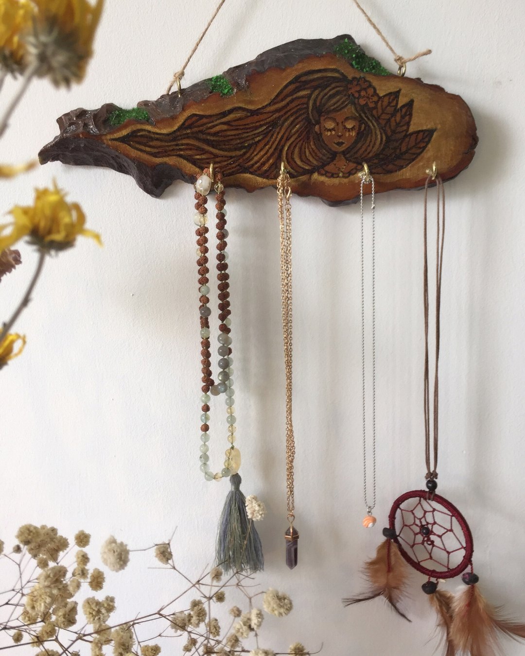 原木 *forest fairy* hand-drawn wooden hanger - 摆饰 - 木头 咖啡色