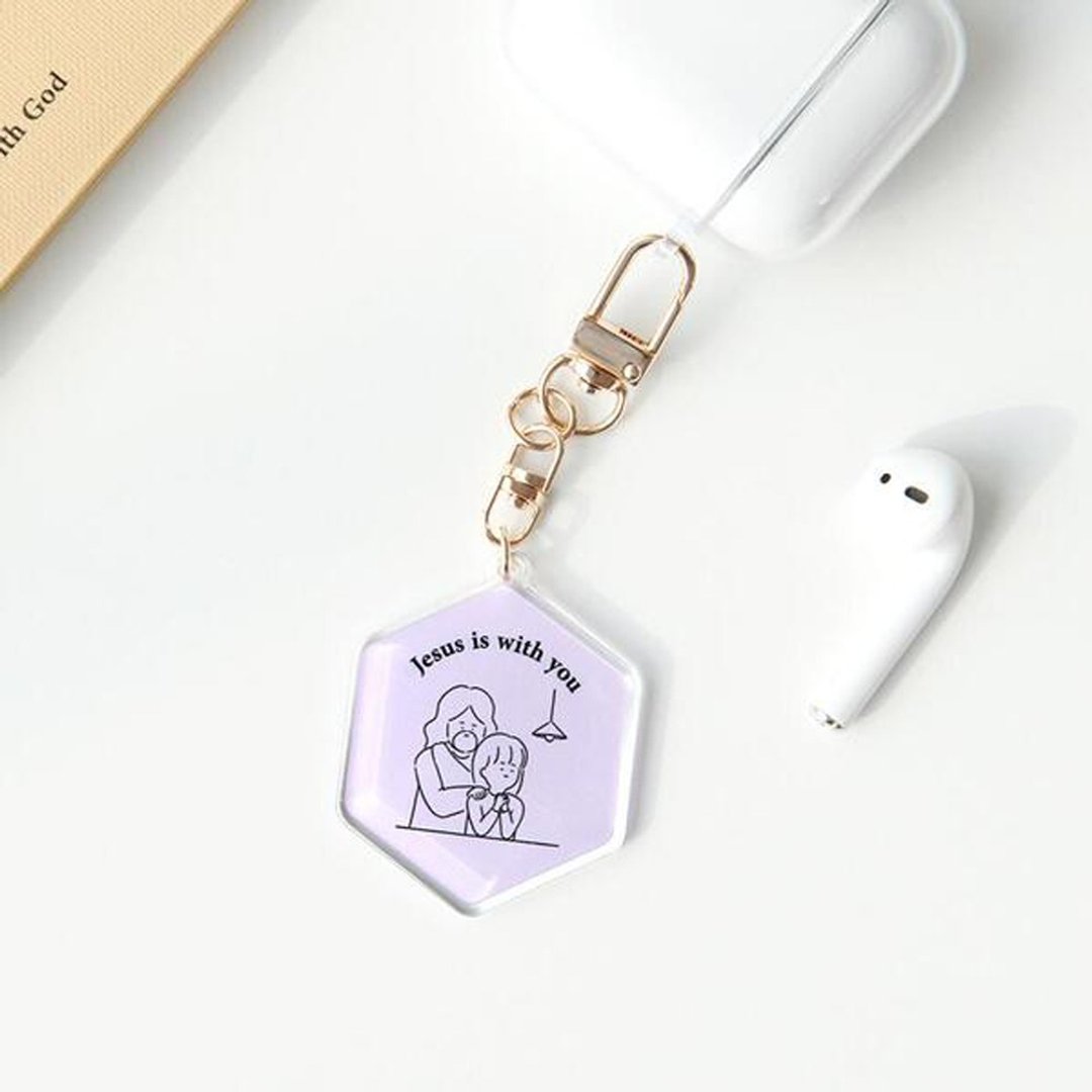 Gracebell Daily 系列  压克力 Key Ring 01.Jesus is with you - 钥匙链/钥匙包 - 压克力 白色