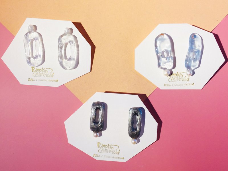 简约风 不规则透明 百搭珍珠圈圈耳饰\耳钉 - 耳环/耳夹 - 树脂 