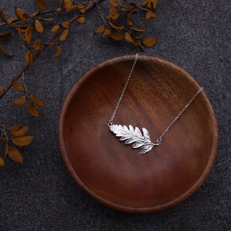 莉萨蕨 叶子 项链 纯银 自然植物 - 项链 - 纯银 银色
