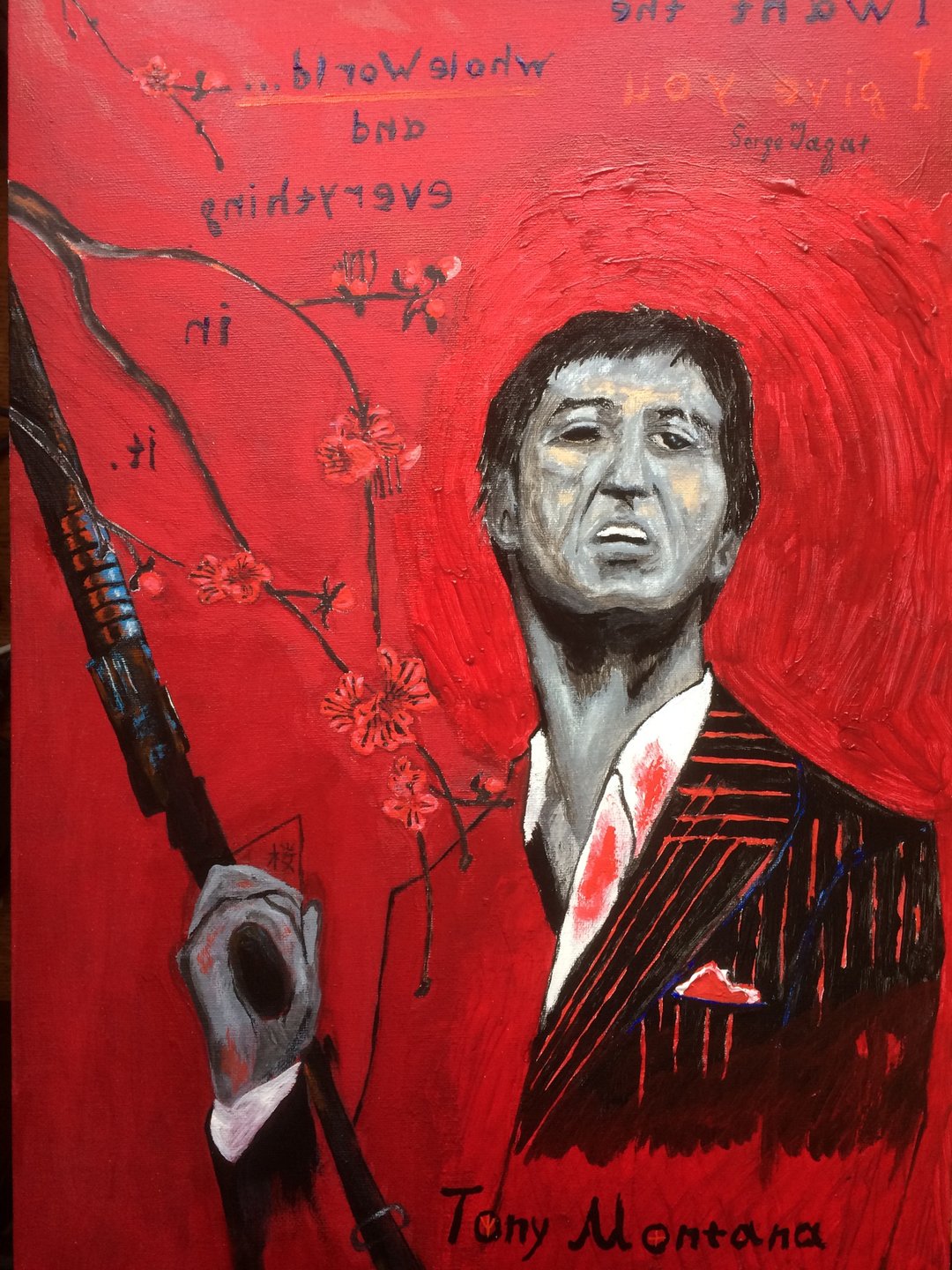 Tony Montana 的室内绘画 Scarface Art 疤面煞星原画 - 墙贴/壁贴 - 压克力 红色