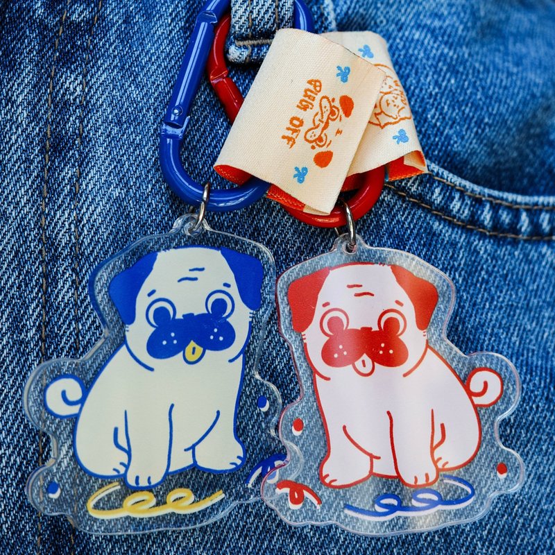 【盲盒】手绘巴哥 x 锁匙扣 x 四色 - 钥匙链/钥匙包 - 纸 