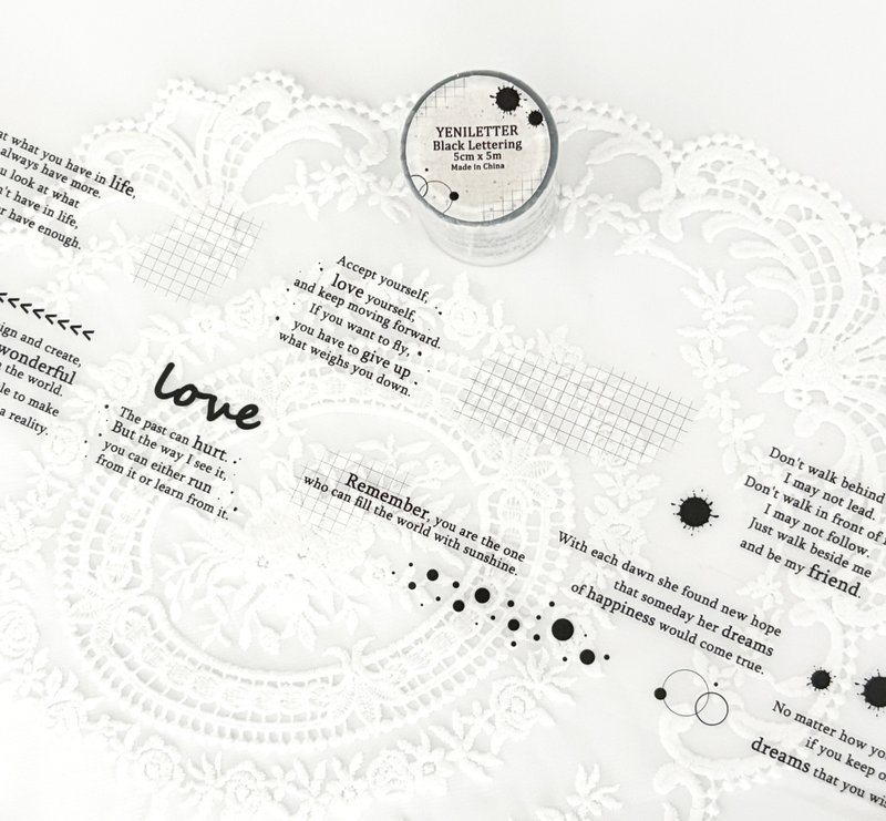 黑色字母烫金雷射切割PET和纸胶带 - 纸胶带 - 其他材质 黑色