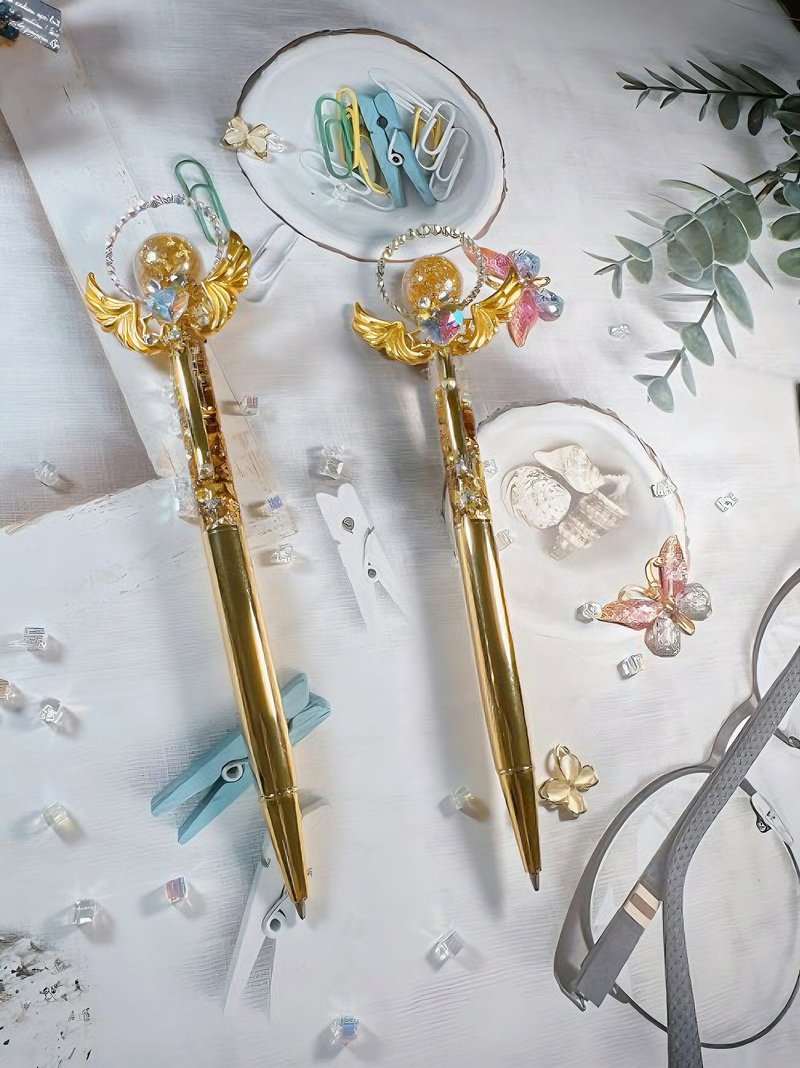 手工黏钻笔圆珠笔手工制作的 - 圆珠笔/中性笔 - 宝石 金色