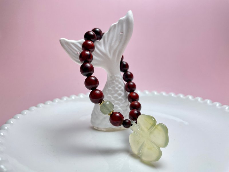 四叶草 天然淡水珍珠 檀香紫檀 玉 弹力 手链 - 手链/手环 - 珍珠 多色