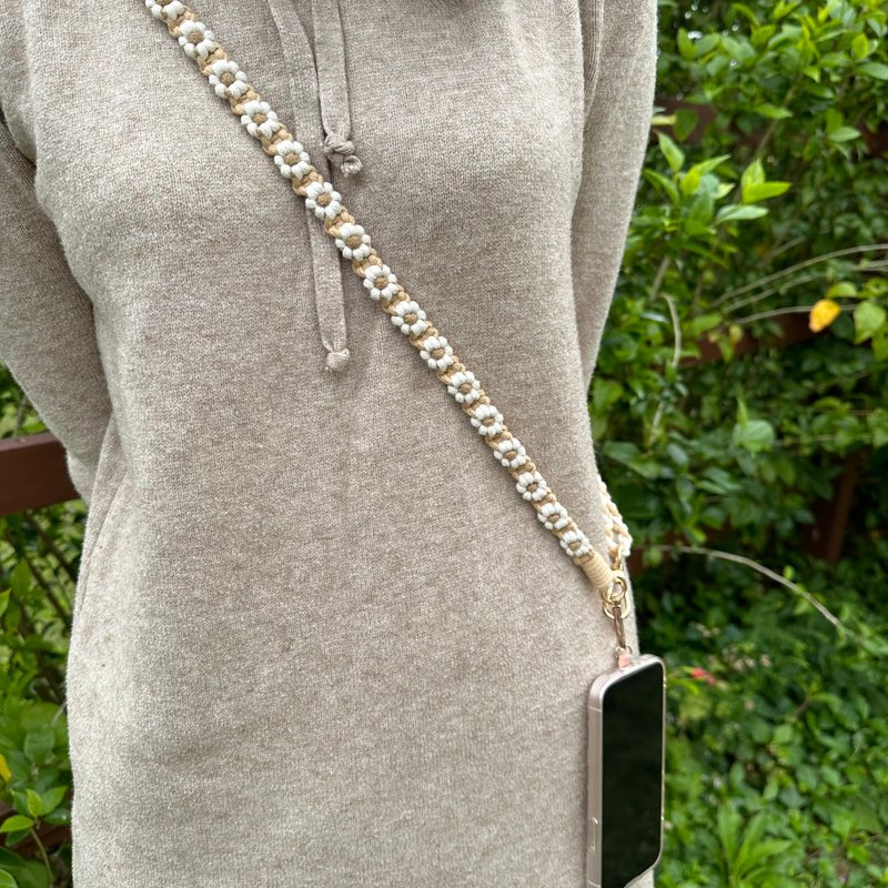 【定制化】可调节长度 窄身小花 花花手机挂绳 定制化电话绳 - 挂绳/吊绳 - 棉．麻 