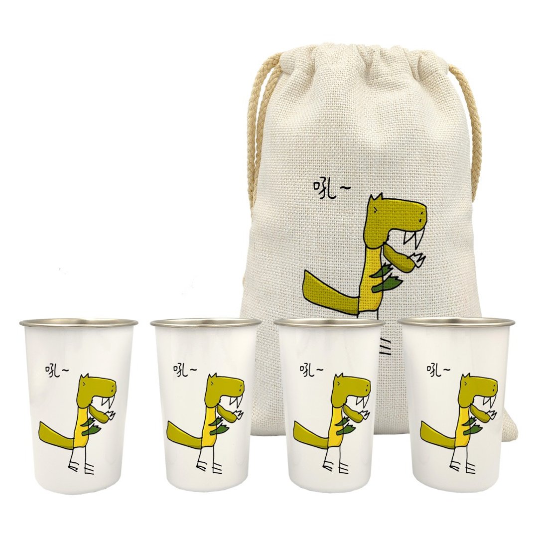 【定制化礼物】HoDaLa涂鸦不锈钢冷饮杯450ML(白)+束口袋 - 其他杯子 - 不锈钢 多色