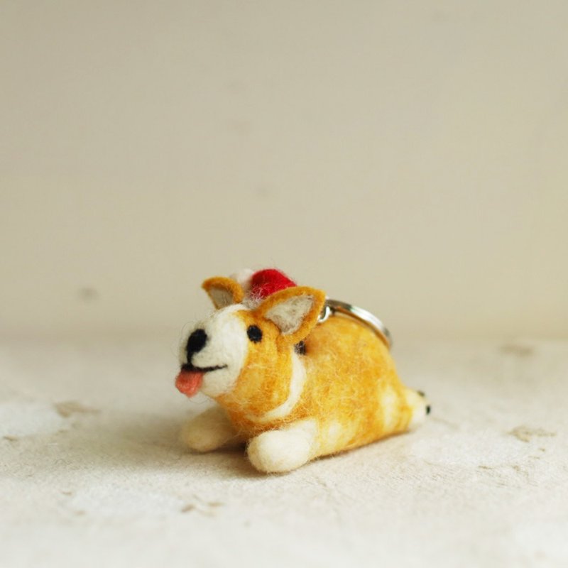 圣诞礼盒 羊毛出在羊山上 羊毛毡  钥匙圈 圣诞节 柯基 - 钥匙链/钥匙包 - 羊毛 咖啡色