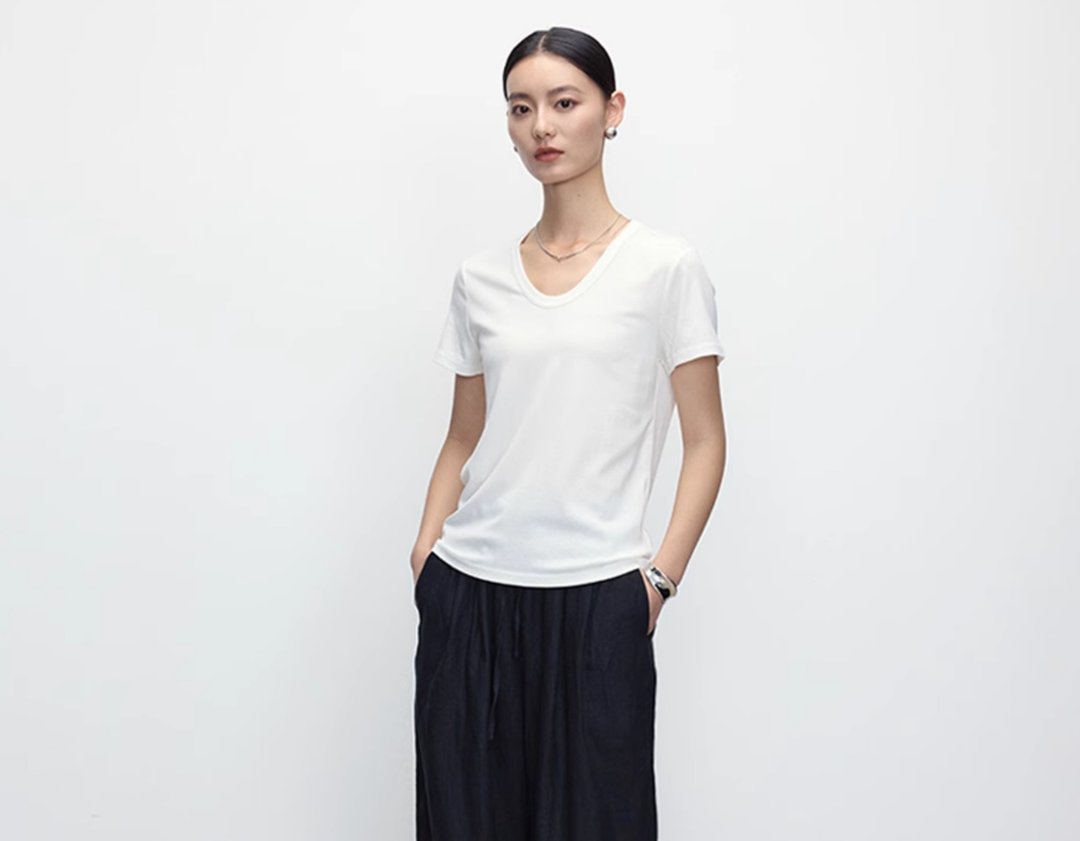 【天丝】法式简约/修身显瘦t恤 - 女装 T 恤 - 丝．绢 多色